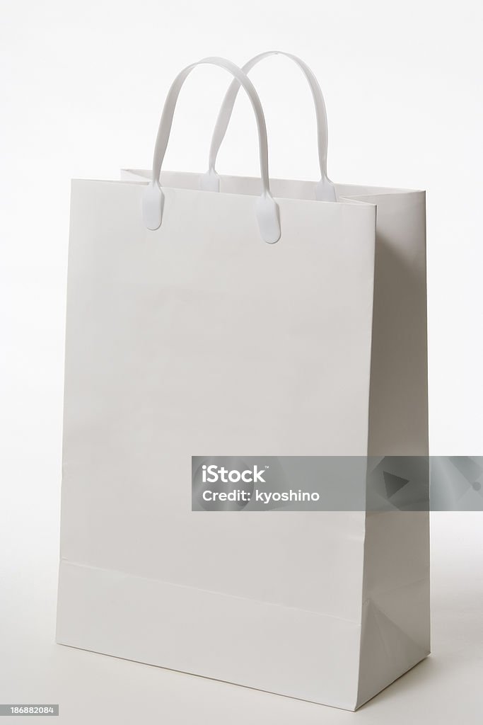 絶縁ショットのブランク白い背景の上のショッピングバッグ、白 - カットアウトのロイヤリティフリーストックフォト