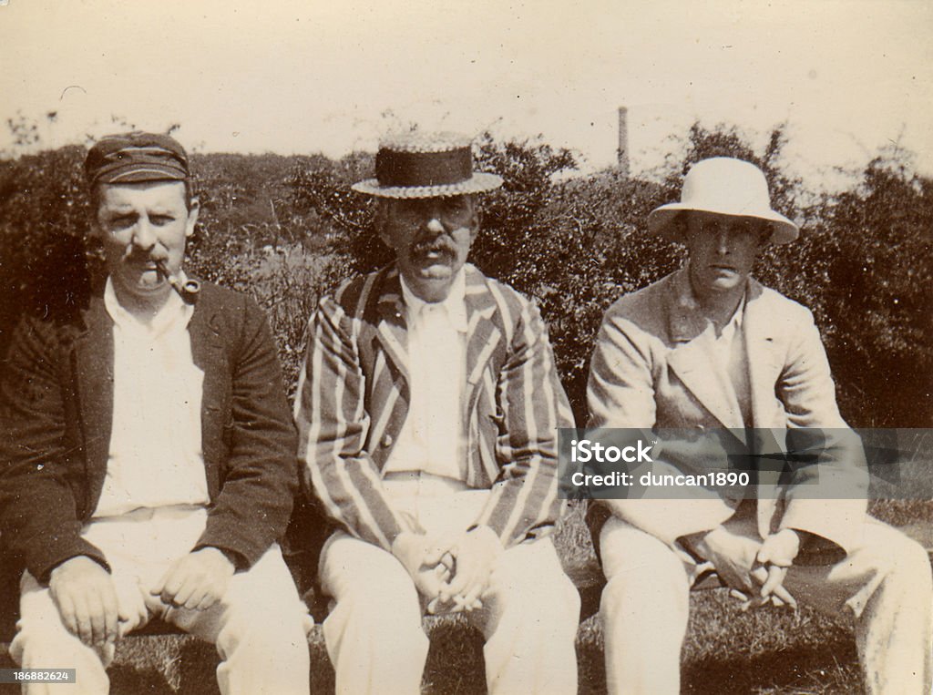 Three Friends Vintage Photograph Vintage photograph of three men circa 1890 to 1900 19th Century Stock Photo