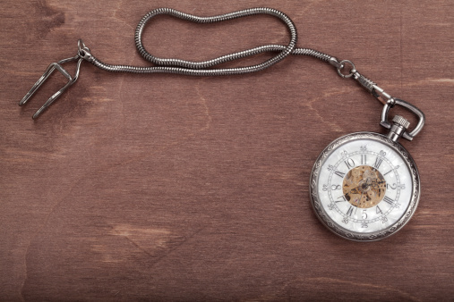 vintage stopwatch on white background, left, front and right view (3d render)