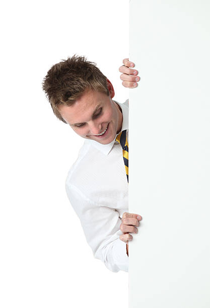 istock Businessman looking at a placard 186883437