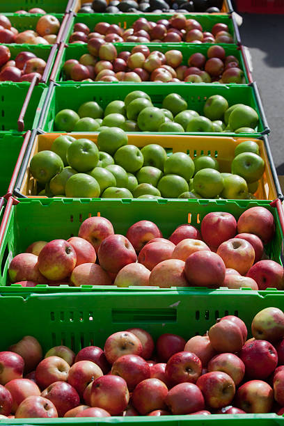 istock Apple Containers On The Street Market 186883509