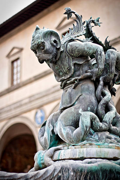 istock Bronze Fountain with Bizarre Creatures in Firenze, Italy 186883693