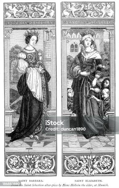 Saints Barbara E Elizabeth - Arte vetorial de stock e mais imagens de Alemanha - Alemanha, Alta Baviera, Antigo