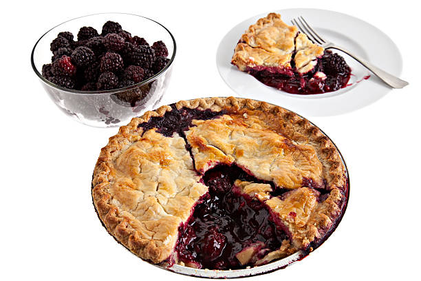 istock Blackberry Pie, slice and bowl of berries 186885578