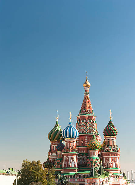 Saint Basil's Cathedral on Red Square The famous Moscow landmark as seen from Red Square. onion dome stock pictures, royalty-free photos & images