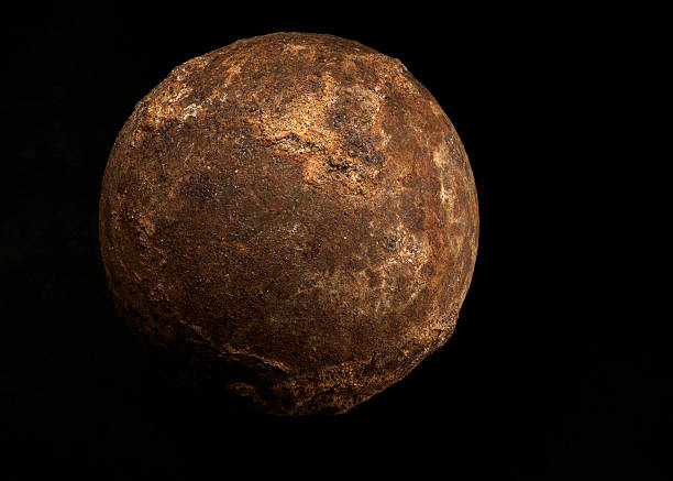 istock Rusty Steel Ball from Gold Minning Mill. Isolated on Black 186886049