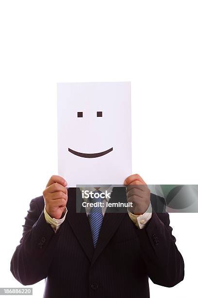 Geschäftsmann Mit Smileygesicht Stockfoto und mehr Bilder von Ausdrucken - Ausdrucken, Emoticon, Menschliche Hand