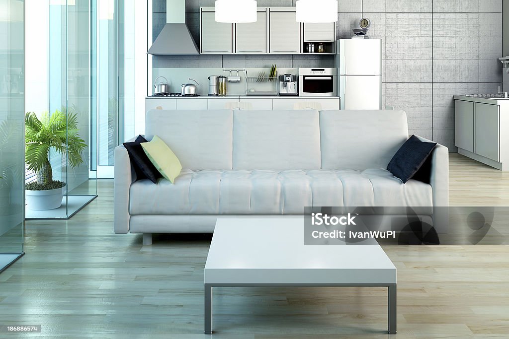 Moderno Interior renderização em 3d - Royalty-free Aconchegante Foto de stock