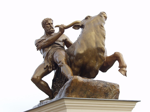 It's a statue/monument showing herakles fighting with a bull