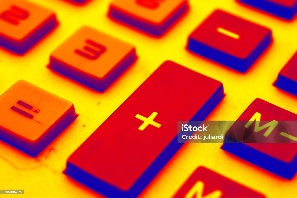 a closeup of business calculator pad  + closeup photo of a calculator - invert color Calculator Stock Photo