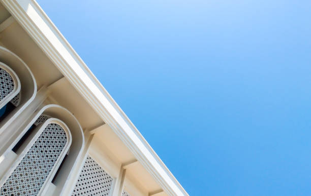 istock The wall of a building with a blue sky background 1868870360