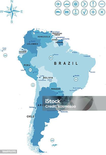 Sud America - Immagini vettoriali stock e altre immagini di Carta geografica - Carta geografica, Chilli con carne, Uruguay