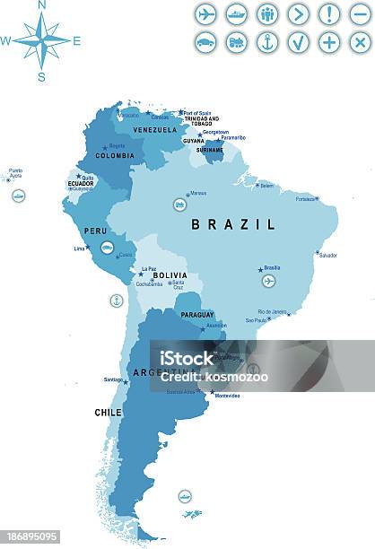 Ameryka Południowa - Stockowe grafiki wektorowe i więcej obrazów Mapa - Mapa, Chili, Urugwaj