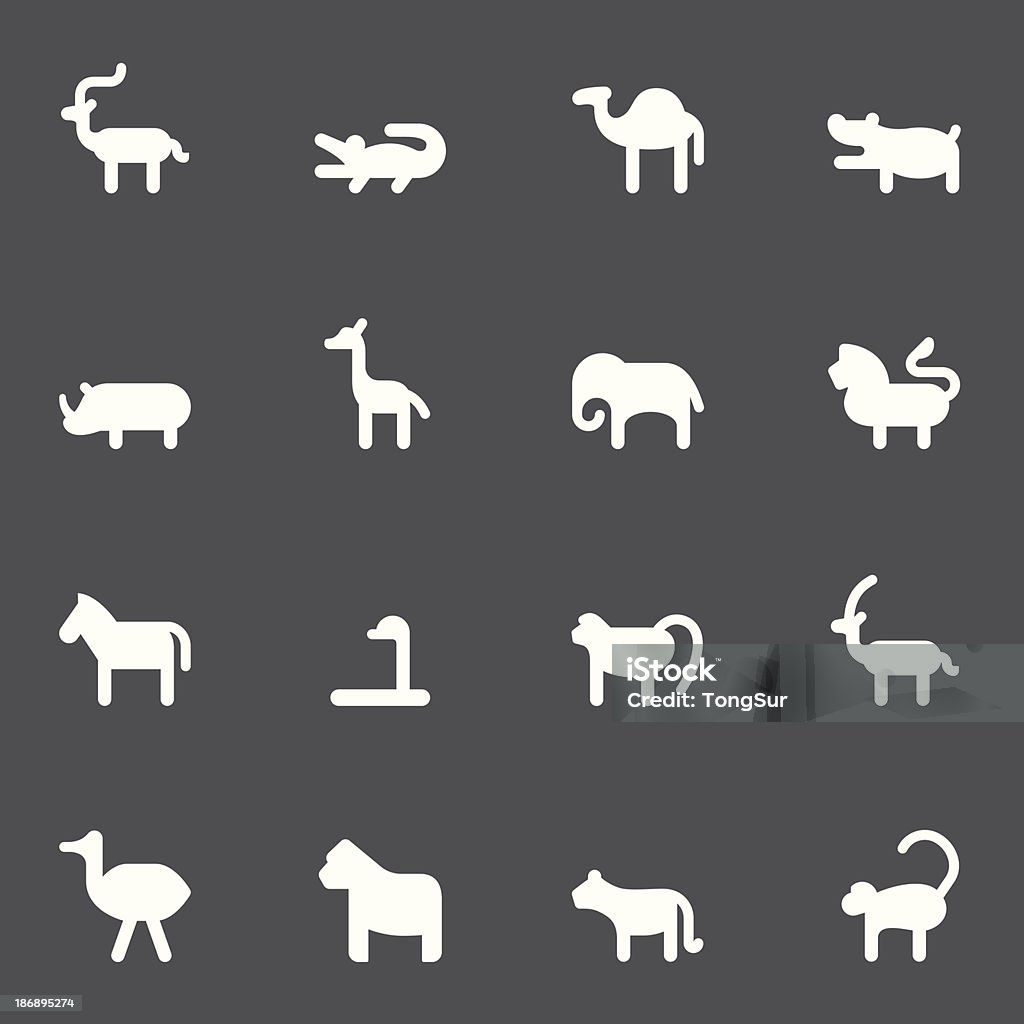Африканских животных иконы-белая Серия - Векторная графика Гиппопотам роялти-фри