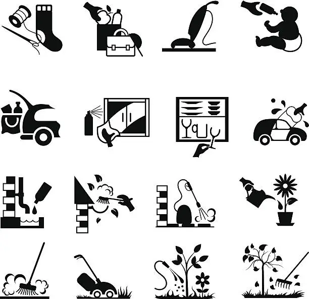 Vector illustration of Home and Garden Housework Icons