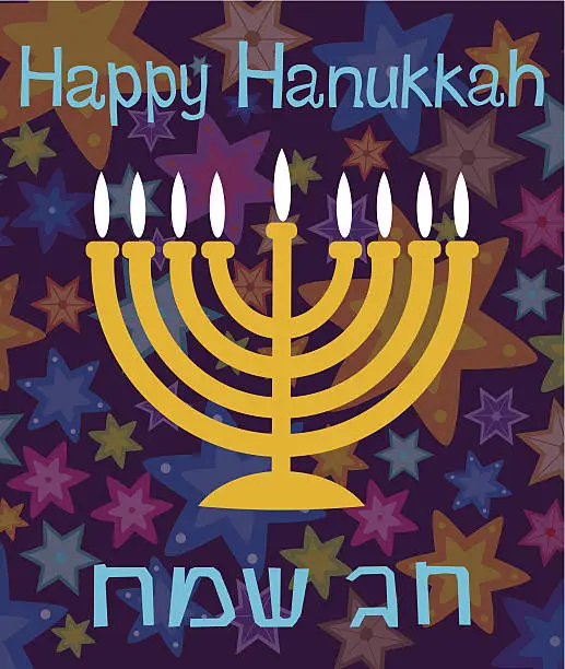 Vector illustration of Menorah and Happy Hanukkah