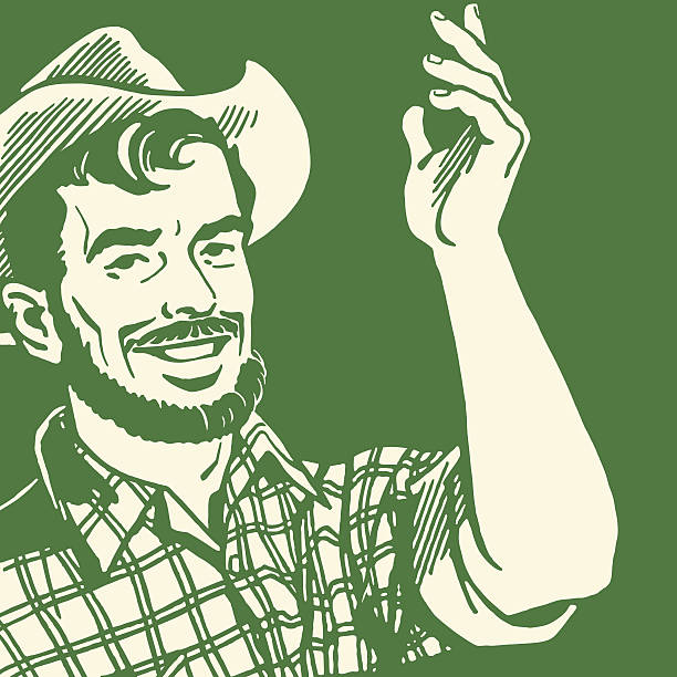 illustrations, cliparts, dessins animés et icônes de gestes agriculteur avec une barbe - cowboy hat illustrations