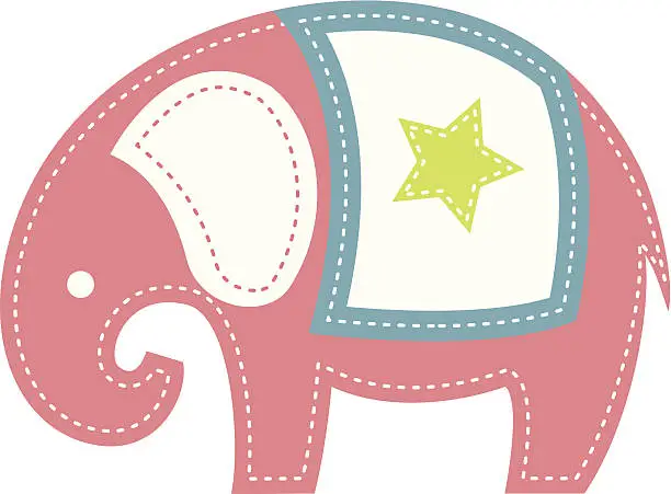 Vector illustration of Cute Pink Circus Elephant icon
