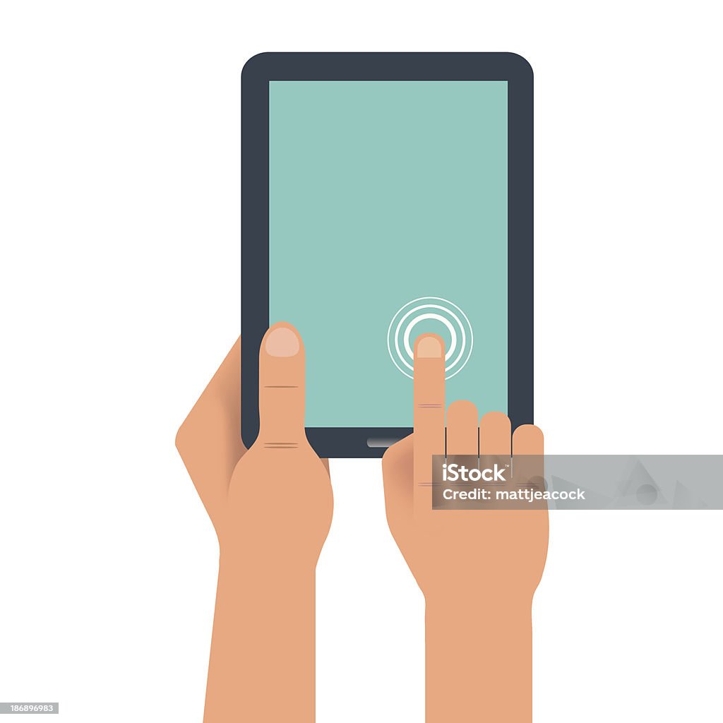 Mão segurando a tablet digital - Royalty-free Bater com os Dedos arte vetorial