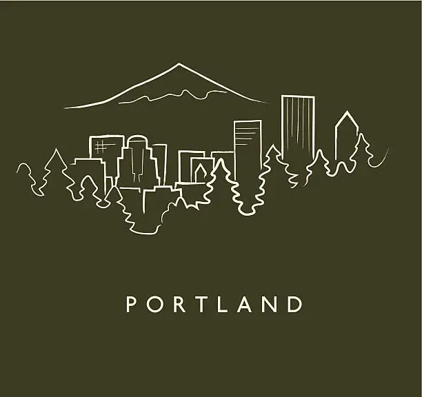 Vector illustration of Portland Skyline Sketch