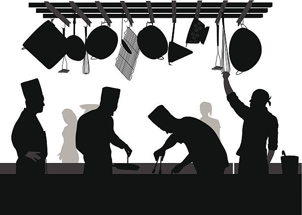 Restaurant Chef A-Digit  kitchen silhouettes stock illustrations