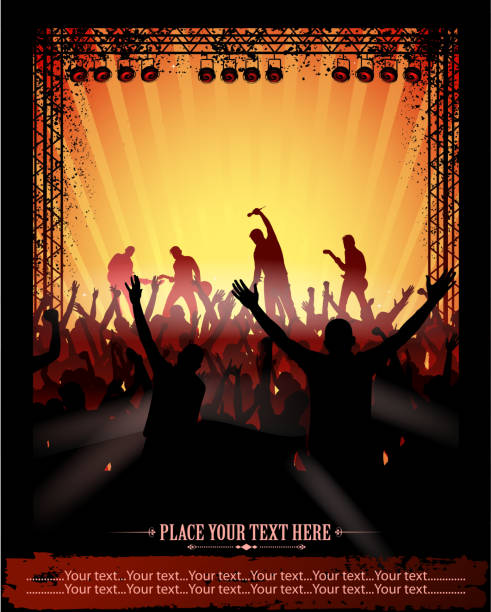rock concert poster drawing of vector concert silhouette.This file was recorded with adobe illustrator cs4 transparent.EPS 10 format. staging light stock illustrations