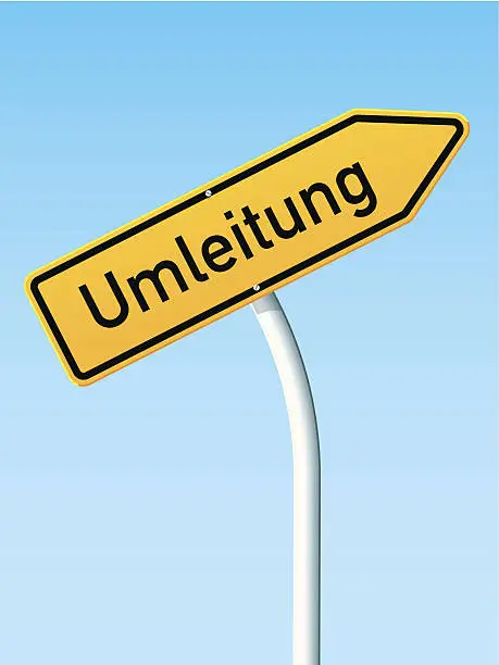 Vector illustration of Umleitung Concept Arrow Up German Road Sign