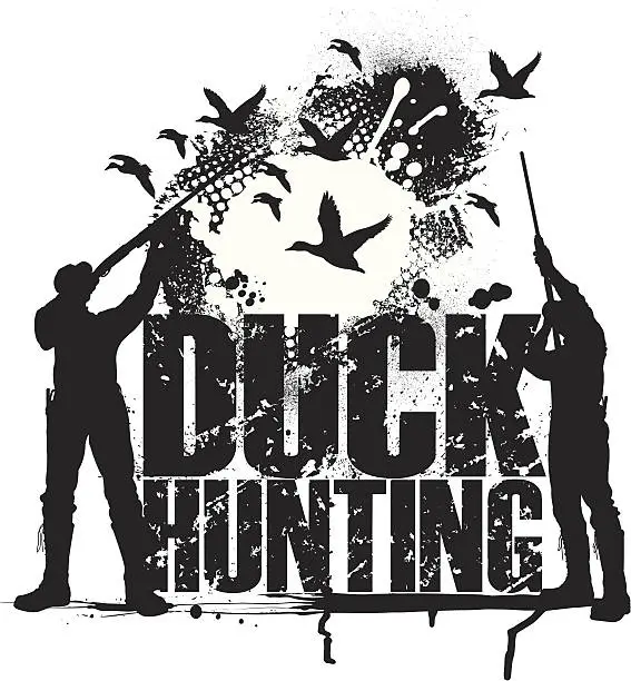 Vector illustration of Duck Hunting - Hunters