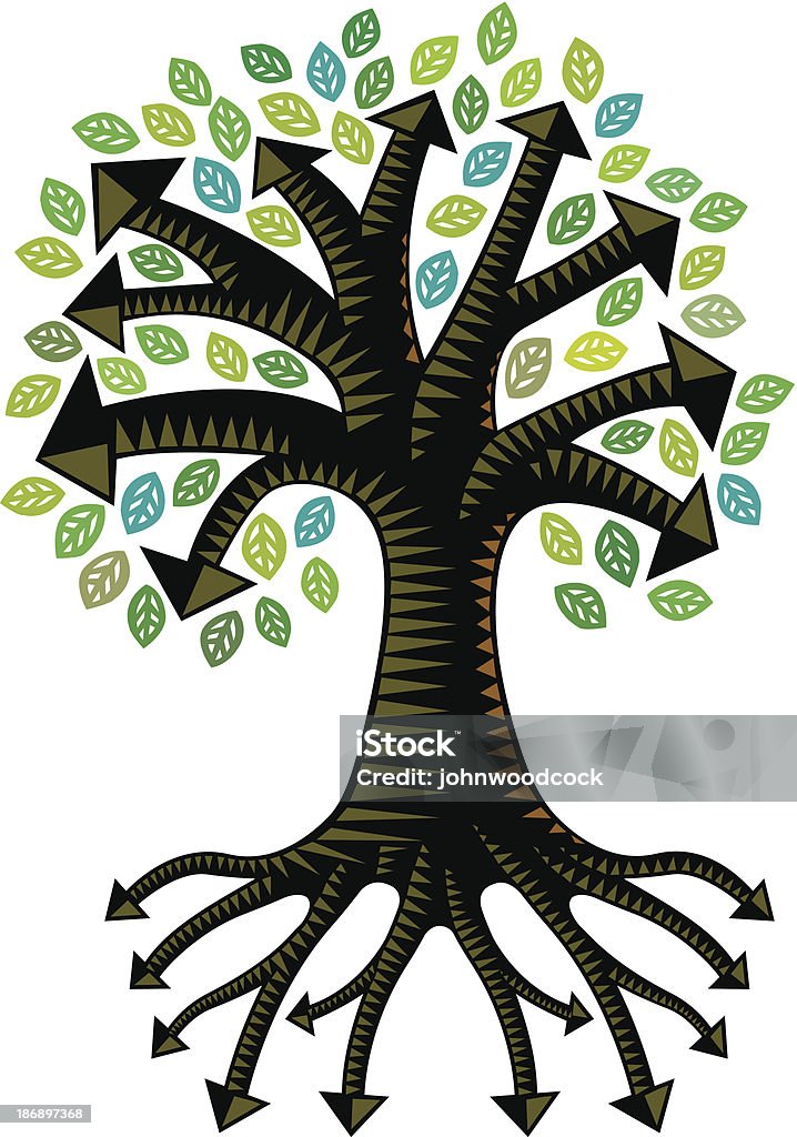 シンプルな緑の矢印 tree with roots ます。 - インフォグラフィックのロイヤリティフリーベクトルアート