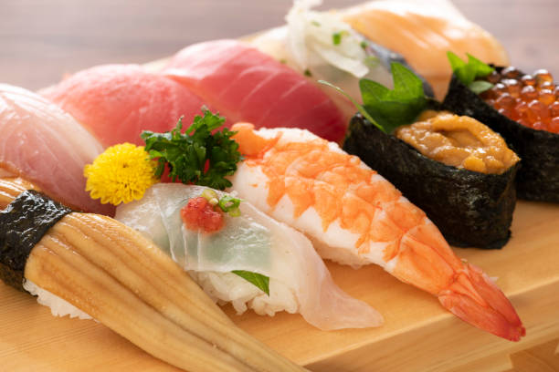 istock Sushi Delight on Traditional Wooden Geta 1868973861