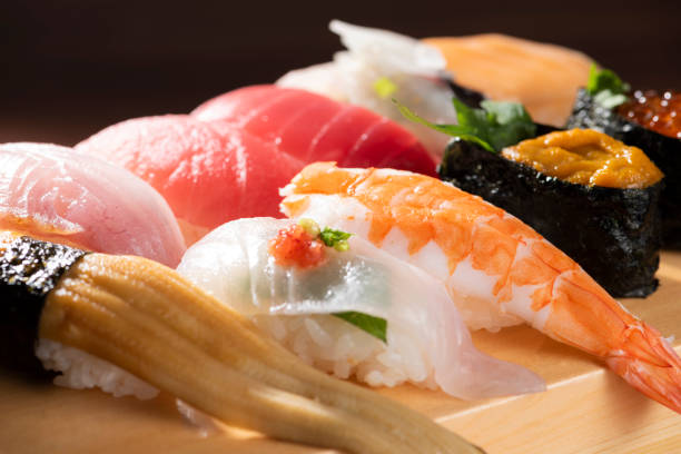 istock Sushi Delight on Traditional Wooden Geta 1868973872