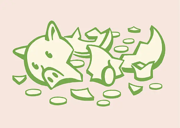 Vector illustration of Broken Piggy Bank