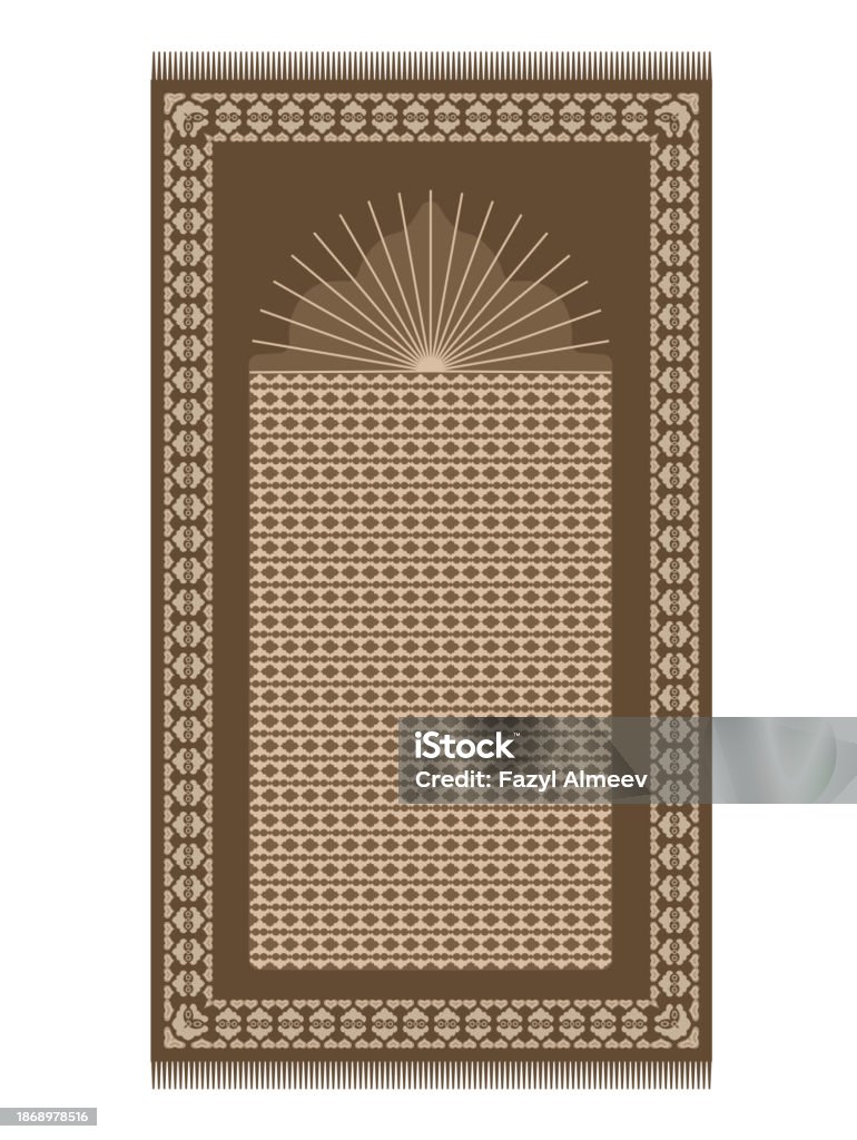 Islamic Textile Rug Muslim Brown Prayer Rug With Decorative Elements Islamic Textile Stock ...