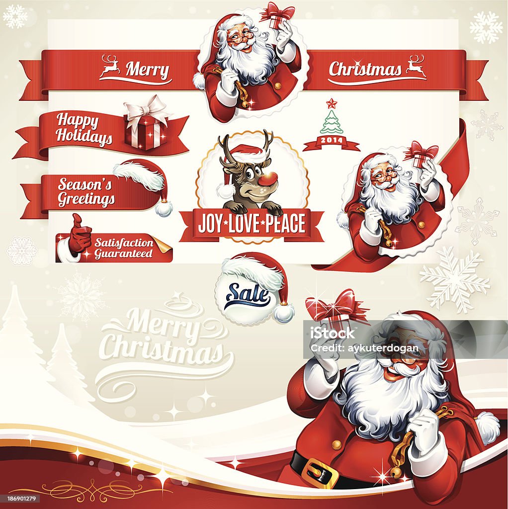 Santa Label Vector Christmas Labels Stock Illustration - Download Image Now - Santa Claus ...