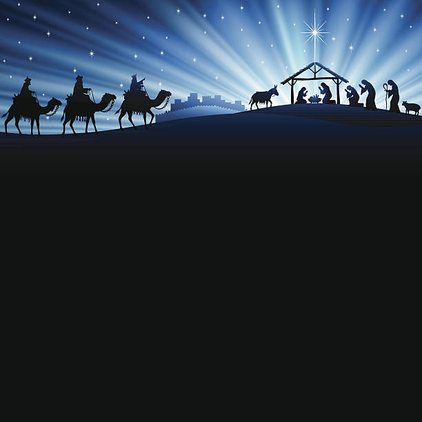 Christmas Nativity Scene High Resolution JPG,CS5 AI and Illustrator EPS 8 included. Each element is named,grouped and layered separately. Very easy to edit.  christmas three wise men camel christianity stock illustrations