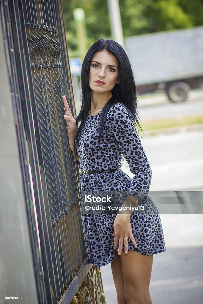 Retrato de uma bela jovem mulher brunette - Foto de stock de Adulto royalty-free