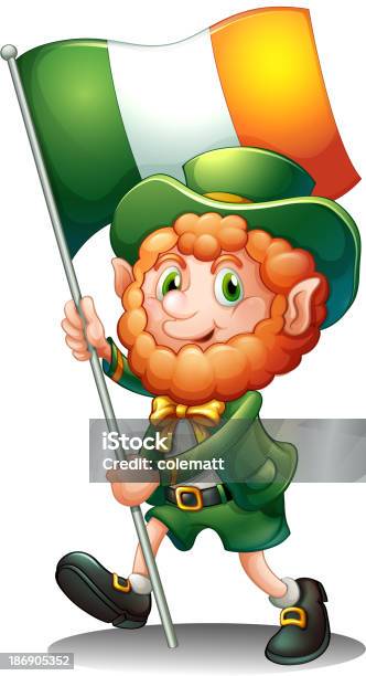 Old Man With The Flag Of Ireland Stock Illustration - Download Image Now - Adult, Anniversary, At The Edge Of