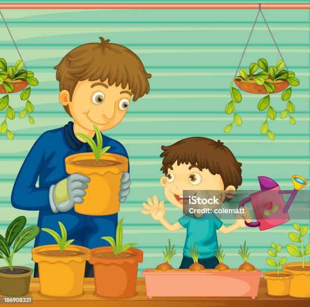 Father And Son Stock Illustration - Download Image Now - Adult, Boys, Can