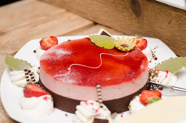 istock dessert of red pie with fruit in a restaurant 186908564