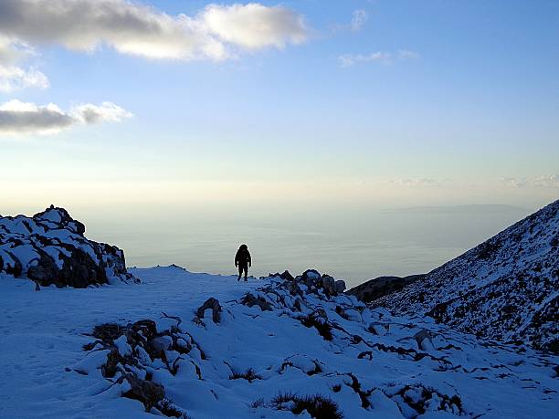 Hiker in the winter,Crete,Greece hiker lefka ori photos stock pictures, royalty-free photos & images