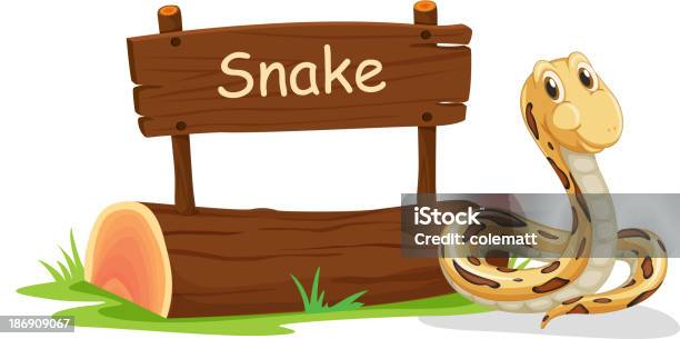 Snake Neben Einem Schild Stock Vektor Art und mehr Bilder von Bildhintergrund - Bildhintergrund, Bildkomposition und Technik, Braun