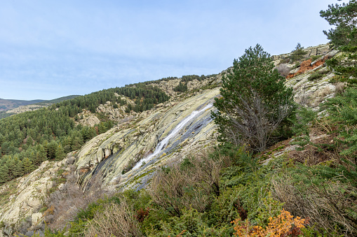 waterfall called Chorro Grande in the town of Granja de San Ildefonso in the province of Segovia, Spain