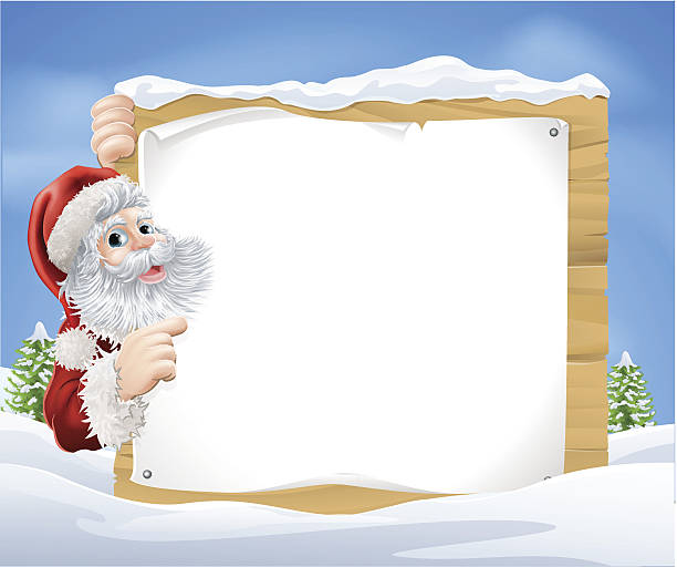 snow scene christmas santa sign - chris snow stock illustrations