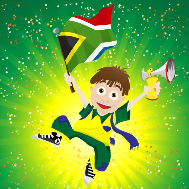 Vector illustration of South Africa Soccer Fan Boy