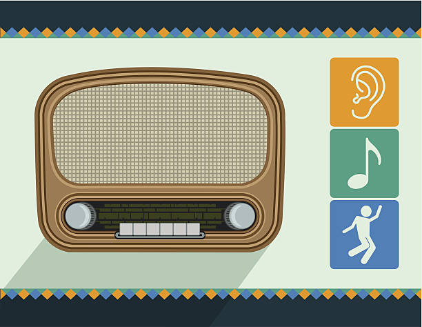 ilustraciones, imágenes clip art, dibujos animados e iconos de stock de vector viejo radio - retro revival music audio cassette old