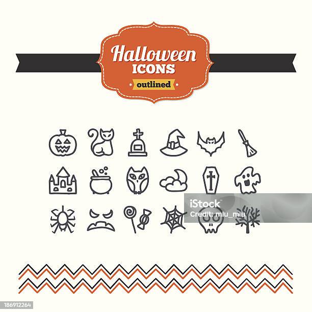 Satz Von Hand Drawn Halloweensymbol Stock Vektor Art und mehr Bilder von Angst - Angst, Baum, Besen