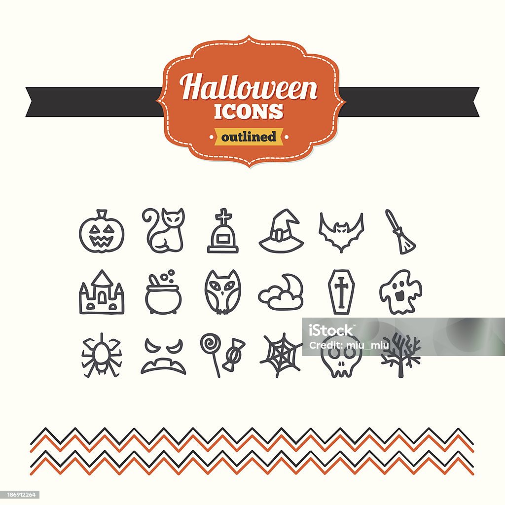 Disegnati a mano Set di icone di Halloween - arte vettoriale royalty-free di Albero