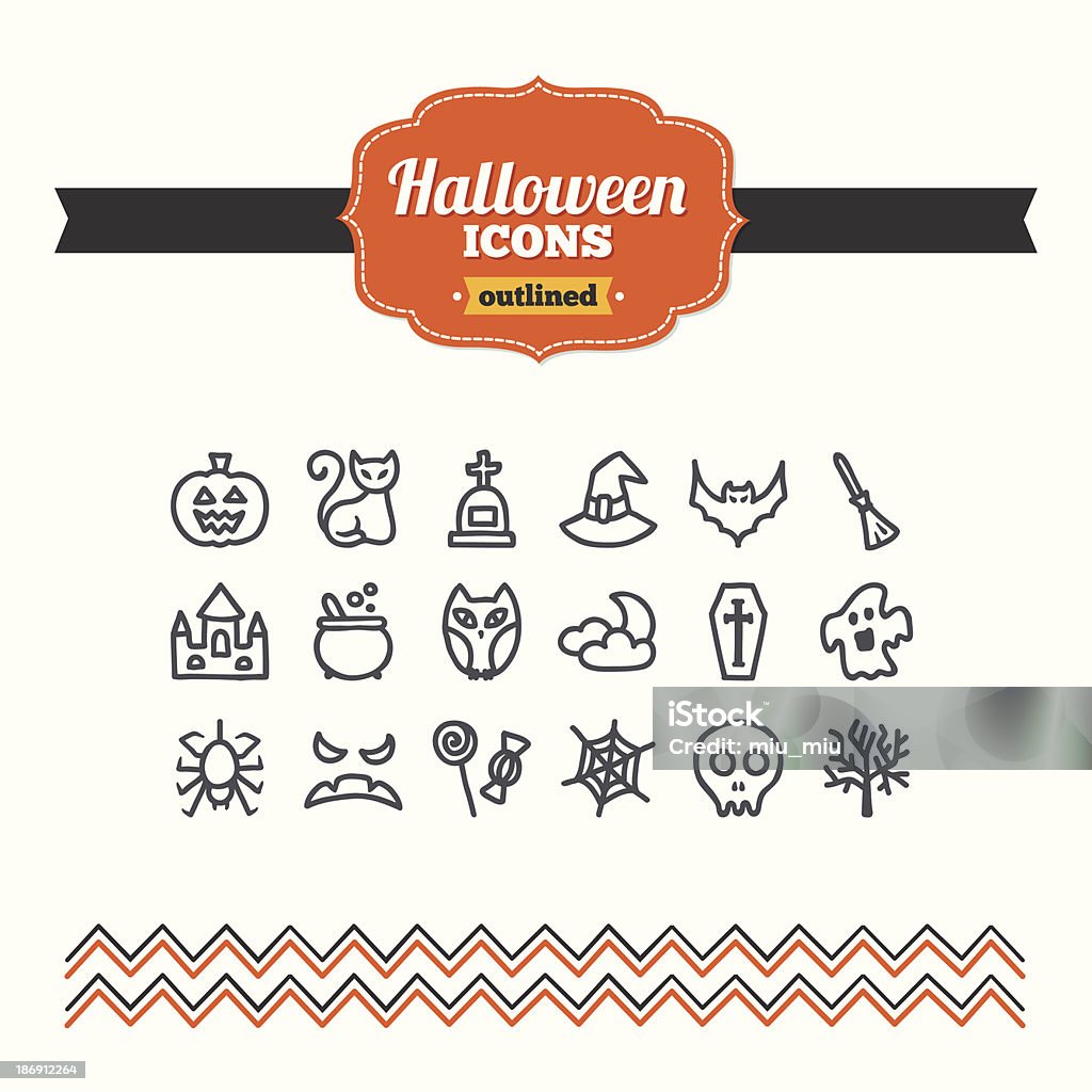 Set of hand drawn Хэллоуин иконки - Векторная графика Ведьмин колпак роялти-фри