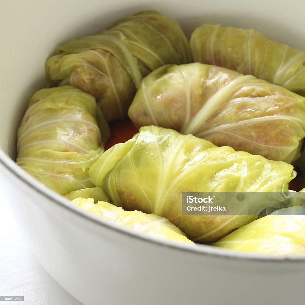 russian cooking, cabbage roll in pan Stuffed Cabbage Stock Photo