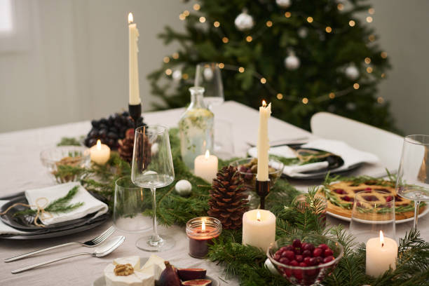 istock Traditional Christmas Table with Decorations and Treats 1869131182